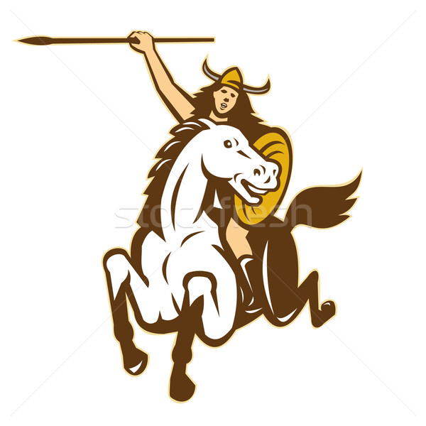 Valkyrie Amazon Warrior Horse Rider Stock photo © patrimonio