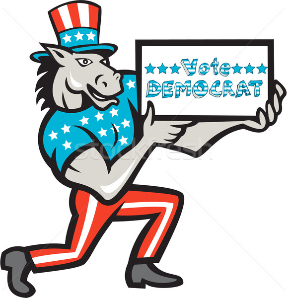 Stemming democraat ezel mascotte cartoon illustratie Stockfoto © patrimonio