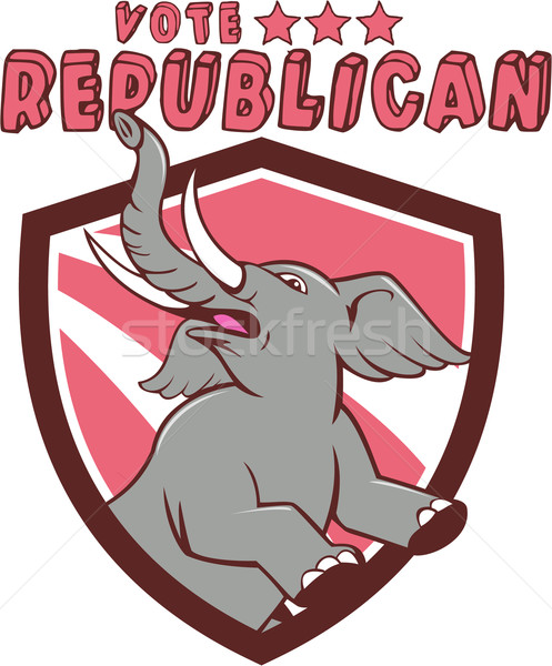 Votar republicano elefante mascote escudo desenho animado Foto stock © patrimonio