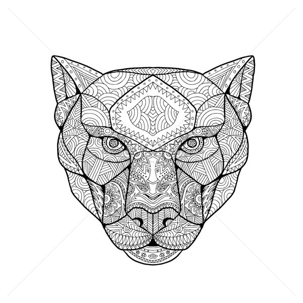 черный Panther мандала иллюстрация голову Сток-фото © patrimonio