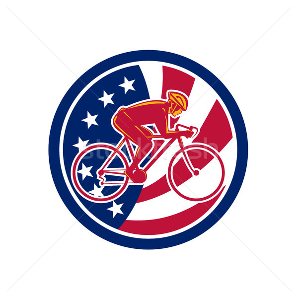 American Cyclist Cycling USA Flag Icon Stock photo © patrimonio