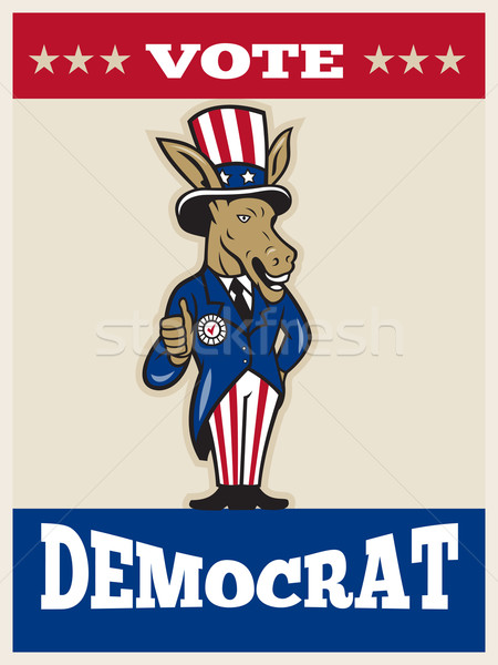 Democrat Donkey Mascot Thumbs Up Flag Stock photo © patrimonio