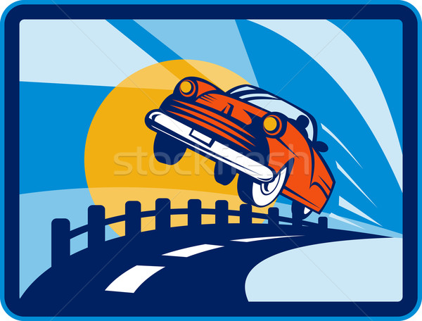 vintage convertible car flying off the road Stock photo © patrimonio