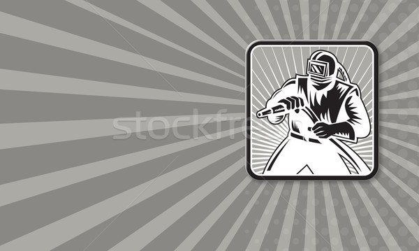 Sandblaster Sand Blaster Woodcut Retro Stock photo © patrimonio