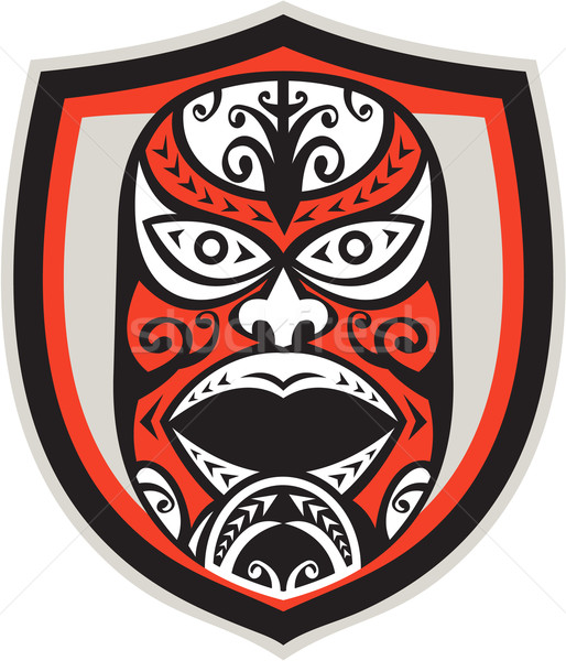 Maori Mask Shield Retro Stock photo © patrimonio