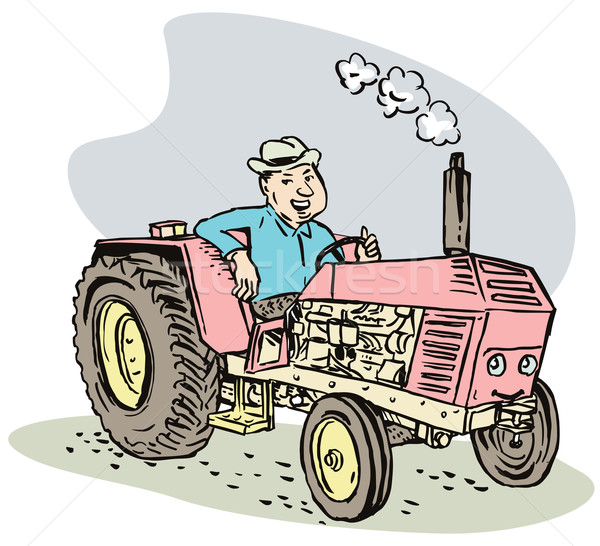 Hombre unidad tractor Cartoon ilustración conducción Foto stock © patrimonio