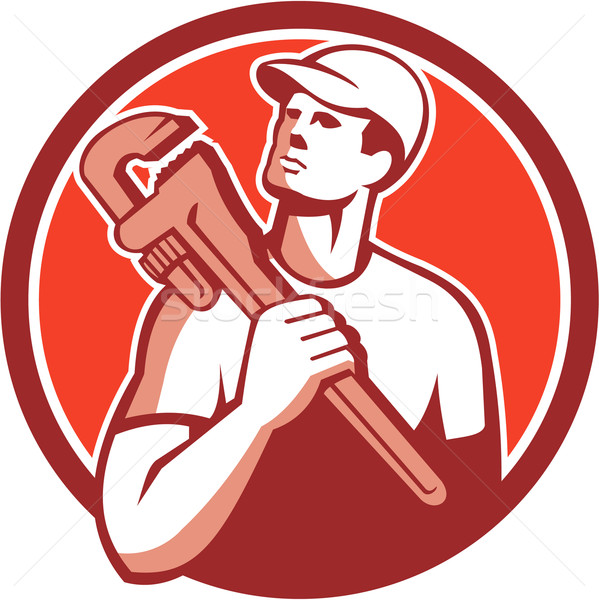 Tradesman Plumber Wrench Circle Retro Stock photo © patrimonio