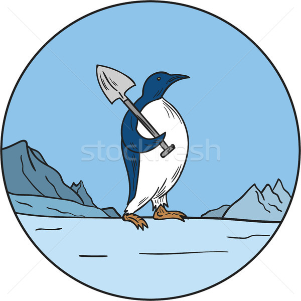 Empereur pingouin pelle cercle ligne style Photo stock © patrimonio