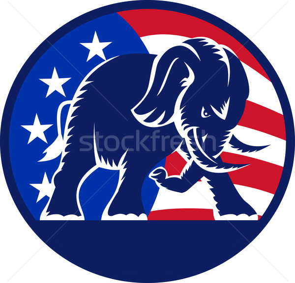 Stock photo: Republican Elephant Mascot USA Flag