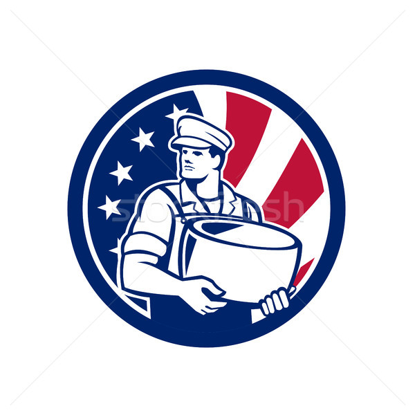 American Artisan Cheese Maker USA Flag Icon Stock photo © patrimonio