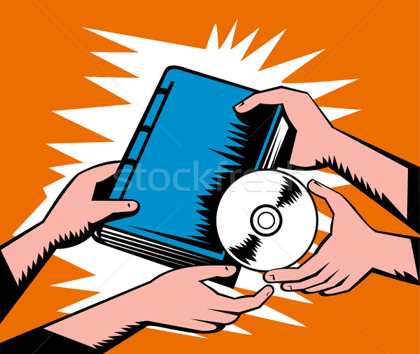 Hands Exchange Book and CD Disk Stock photo © patrimonio