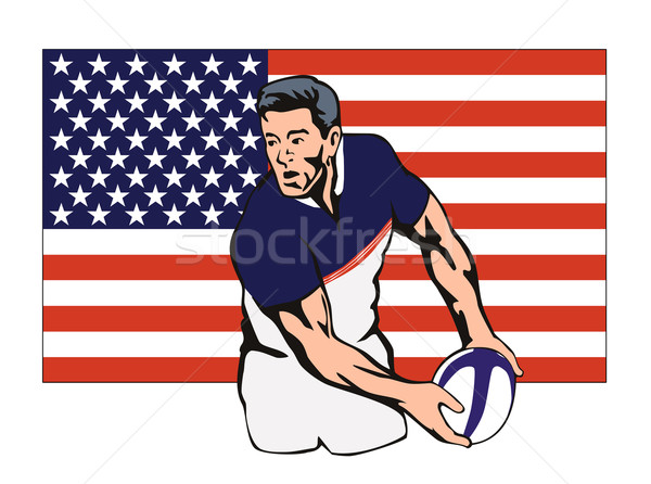 American Rugby player passing ball Stock photo © patrimonio