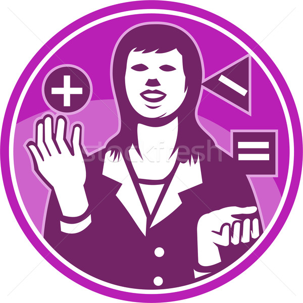 Office Worker Businesswoman Juggling Woodcut Stock photo © patrimonio
