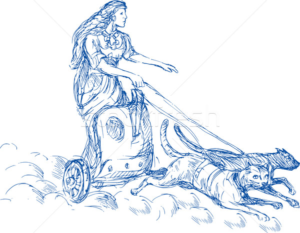Istennő szeretet szépség illusztráció lovaglás harci szekér Stock fotó © patrimonio