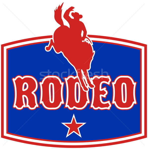 Rodeo cowboy w stylu retro ilustracja amerykański jazda konna Zdjęcia stock © patrimonio