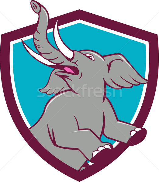 Elephant Prancing Crest Cartoon Stock photo © patrimonio