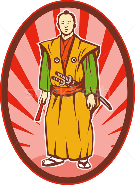 Samouraïs guerrier épée fan illustration homme [[stock_photo]] © patrimonio