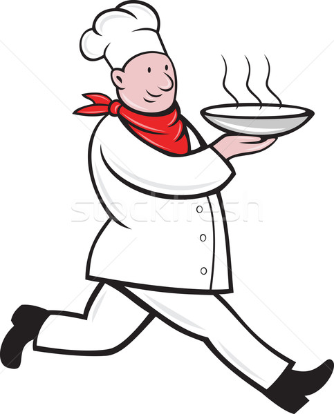Szakács szakács fut adag forró leves Stock fotó © patrimonio
