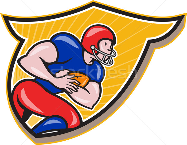 American Football Running Back Rushing Shield Cartoon Stock photo © patrimonio