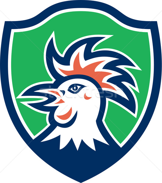 Cockerel Rooster Head Shield Retro Stock photo © patrimonio