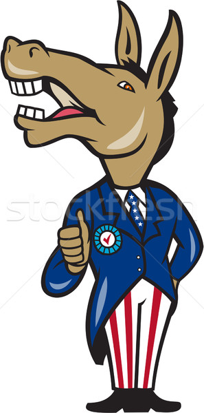 Democrat Donkey Mascot Thumbs Up Cartoon Stock photo © patrimonio
