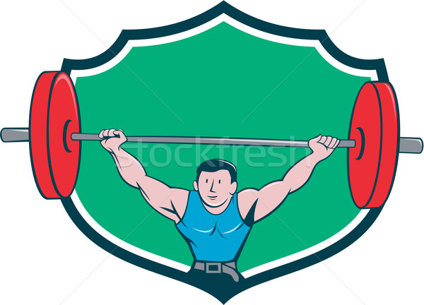 Weightlifter Deadlift Lifting Weights Shield Cartoon Stock photo © patrimonio