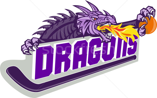 Dragon Fire Hockey Stick Basketball Retro Stock photo © patrimonio