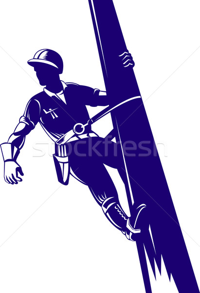 Stock photo: Power Lineman Climbing