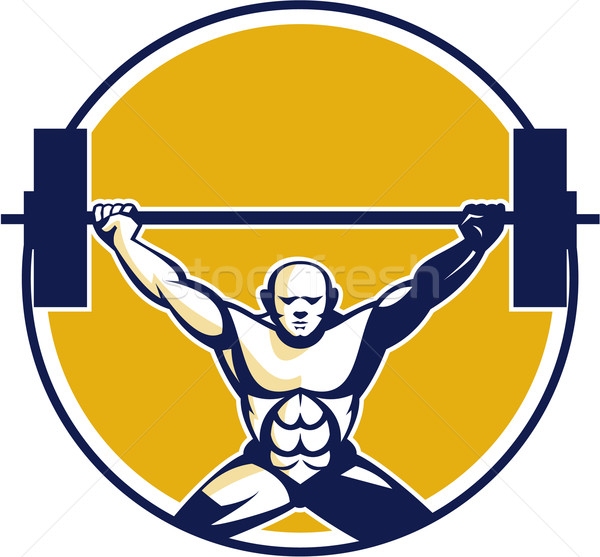 Weightlifter Lifting Weights Circle Retro Stock photo © patrimonio