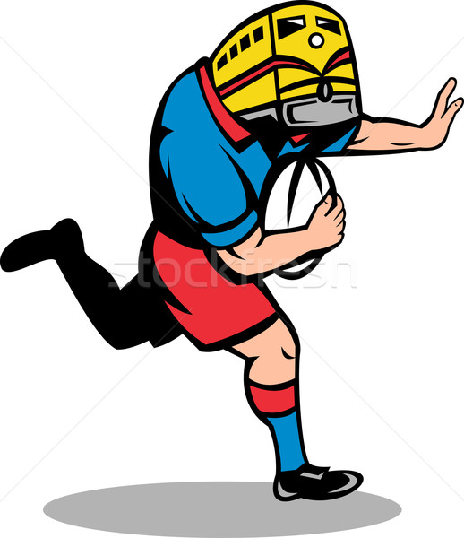 rugby player train mascot running fending ball Stock photo © patrimonio