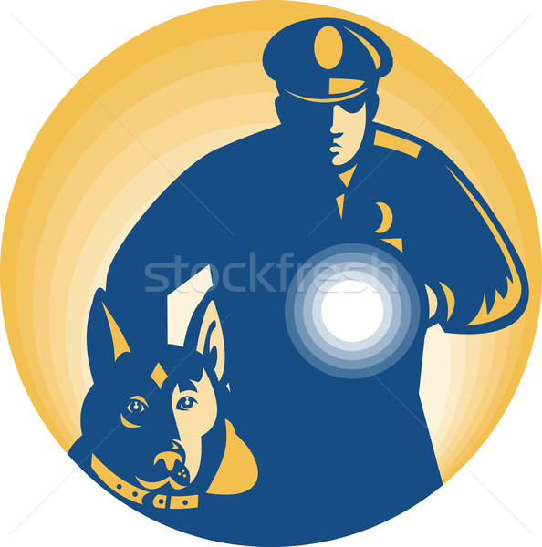 Sicherheitsbeamte Polizist Polizei Hund Illustration Wachhund Stock foto © patrimonio