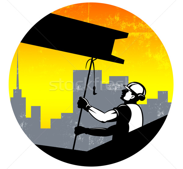 Construction Worker I-Beam Girder Retro Stock photo © patrimonio