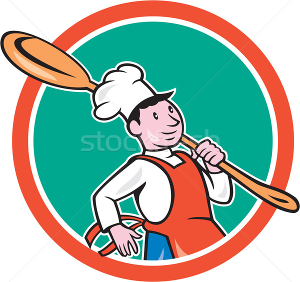 Chef Cook Marching Spoon Circle Cartoon Stock photo © patrimonio