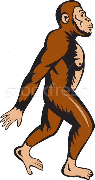Neanderthal Man Walking Side Cartoon Stock photo © patrimonio