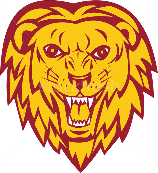 Angry Lion Big Cat Head Roar Stock photo © patrimonio
