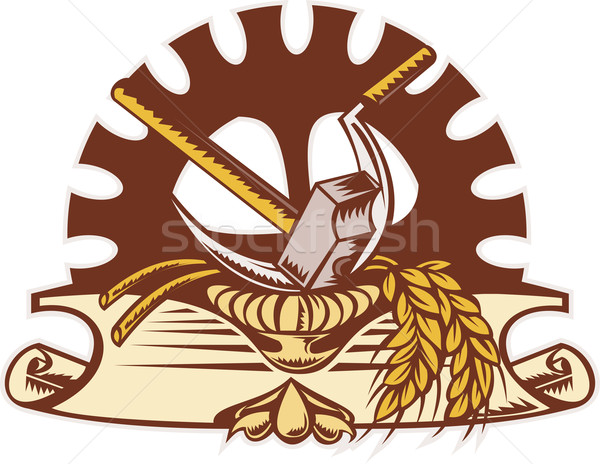 hammer sickle wheat mechanical gear cog Stock photo © patrimonio