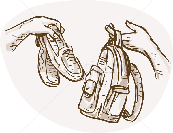 手 バーター 取引 靴 袋 手描き ストックフォト © patrimonio