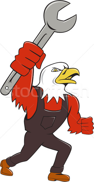 American Bald Eagle Mechanic Spanner Cartoon  Stock photo © patrimonio