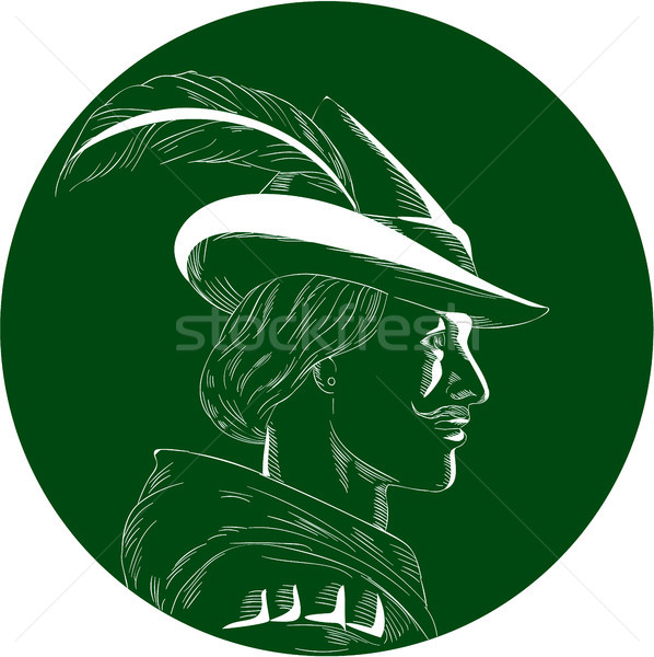 Robin Hood Side Profile Circle Woodcut Stock photo © patrimonio