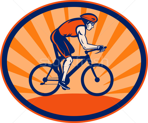 Triatlon atléta lovaglás biciklizik bicikli illusztráció Stock fotó © patrimonio
