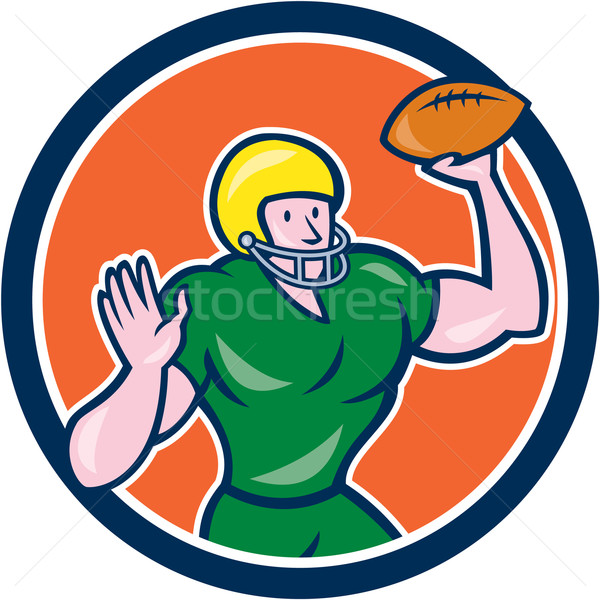 American Football QB Throwing Circle Retro Stock photo © patrimonio