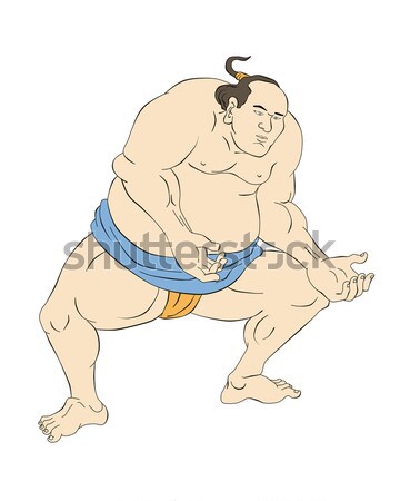 Japonés sumo luchador ilustración blanco negro Cartoon Foto stock © patrimonio