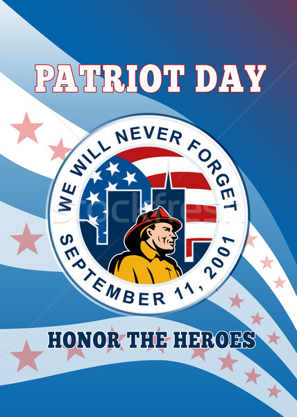 Amerykański patriota dzień 911 plakat kartkę z życzeniami Zdjęcia stock © patrimonio
