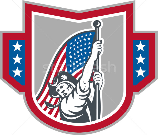 American Patriot Holding Up Stars Stripes Flag  Stock photo © patrimonio