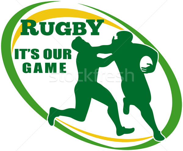 Rugby player tackle fending off Stock photo © patrimonio