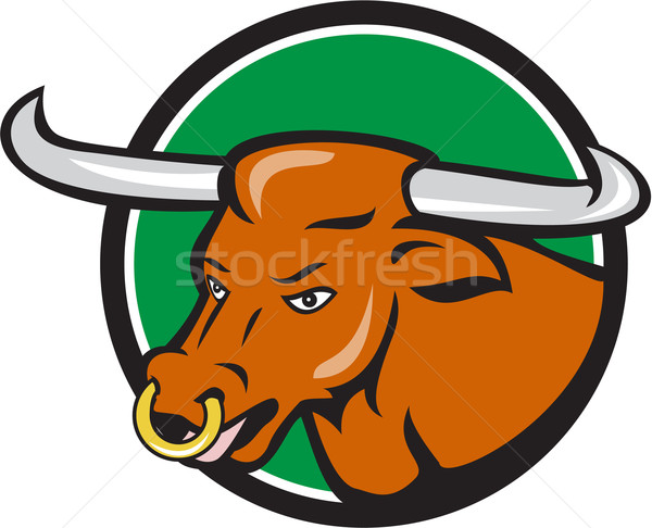 Texas Longhorn Bull Head Circle Cartoon Stock photo © patrimonio