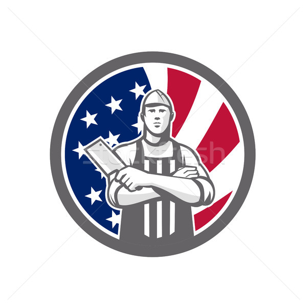 American Butcher Front USA Flag Icon Stock photo © patrimonio