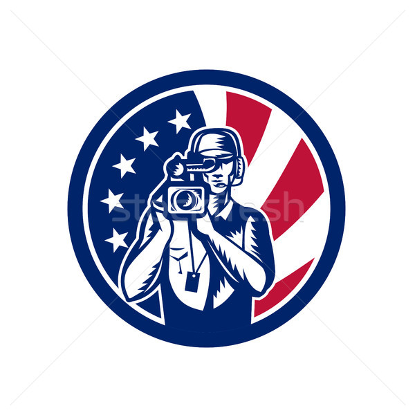 American Cameraman USA Flag Icon Stock photo © patrimonio