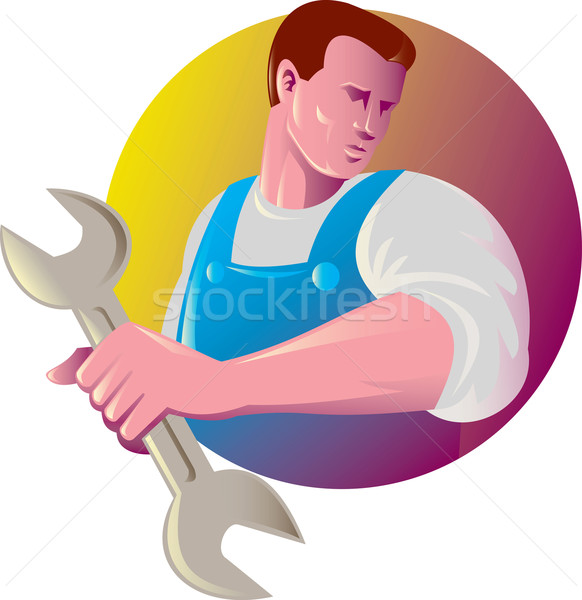 mechanic tradesman worker with spanner Stock photo © patrimonio