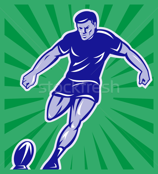 rugby player with ball kicking ball Stock photo © patrimonio